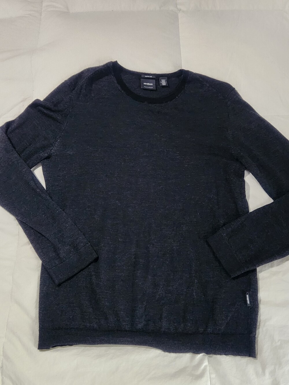 Strellson Merino Silk Sweater Size L Black Business Casual Lightweight